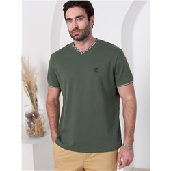 Футболка с V-вырезом из премиального хлопка с эластаном