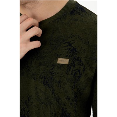 Erkek Haki Bisiklet Yaka Sweatshirt