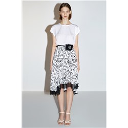 Falda midi Blanco y negro