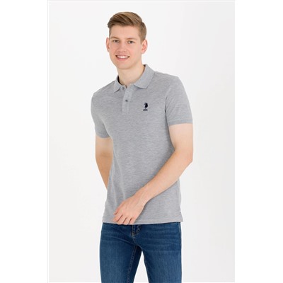 Erkek Gri Melanj Basic Polo Yaka Tişört