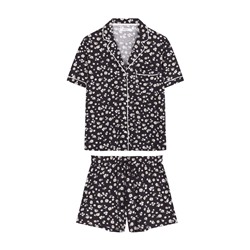 Pijama camisero corto 100% algodón flores