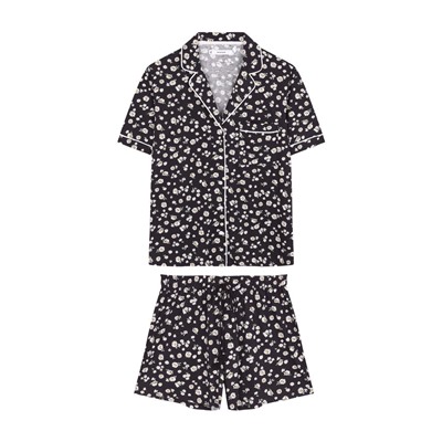 Pijama camisero corto 100% algodón flores