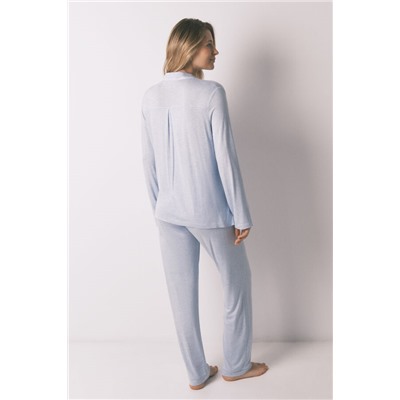 Pijama camisero largo "maternity" super soft azul