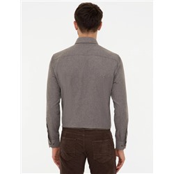 Kahverengi Regular Fit Uzun Kollu Gömlek