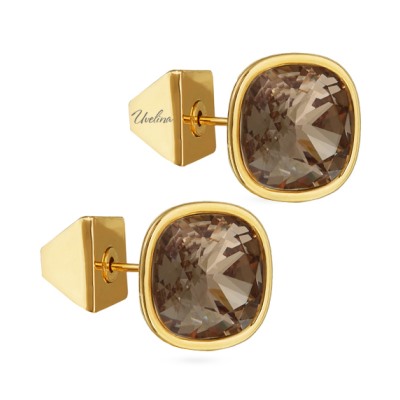 Пусеты Триумф (кристаллы SW мед 10мм; покрытие золото), Есть комплект