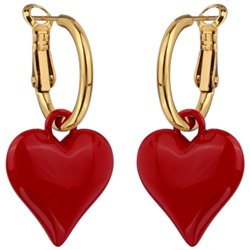 Серьги Сердцебиение (2, 5см, эмаль красная; покрытие золото), Есть комплект
