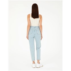 Açık Mavi Mom High Waist Fit Jean Pantolon