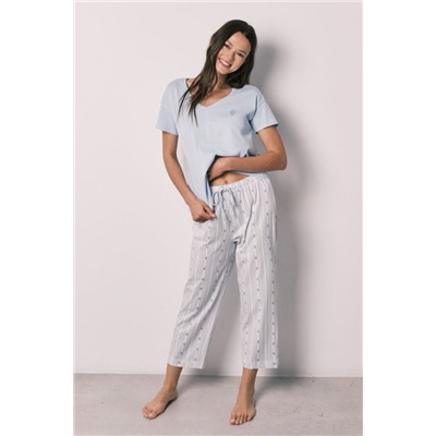 Pijama Capri algodón azul