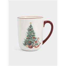 Кружка, 540 мл, керамика D, красная, Лошадка у елки, Festival