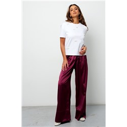 Брюки палаццо на резинке атласные 398BRD