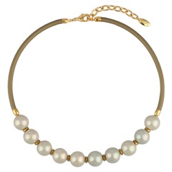 Колье Гевея (Майорка 14мм медовая роса, каучук оливковый; покрытие золото) 40-45см, Есть комплект