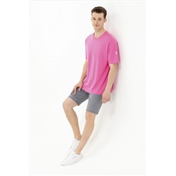 Erkek Pembe Oversize Bisiklet Yaka Tişört