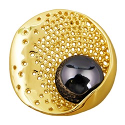 Брошь (Майорка 16мм черный металлик; покрытие золото), Есть комплект