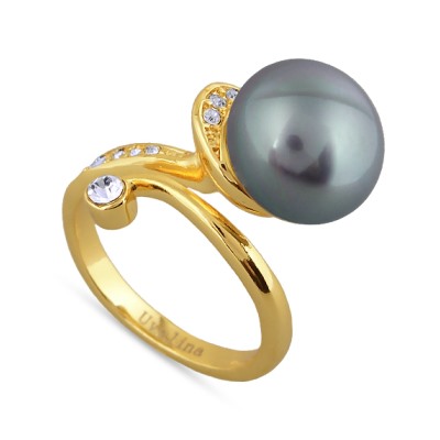 Кольцо (Майорка 12мм серо-голубая; покрытие золото), Есть комплект