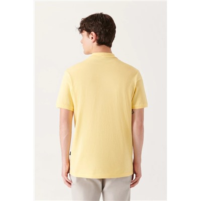 Sarı %100 Pamuk Serin Tutan Polo Yaka T-Shirt