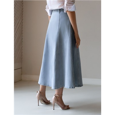 Юбка на запАх из эластичного денима