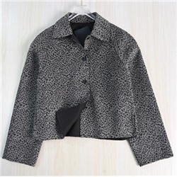 Модный короткий твидовый пиджак с леопардовым принтом МАССИМО Д