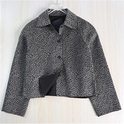 Модный короткий твидовый пиджак с леопардовым принтом МАССИМО Д