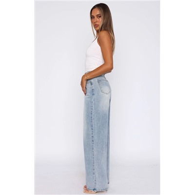 Bring The Style High Rise Wide Leg Jeans Light Blue