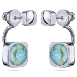 Серьги Теннис (кристаллы SW мята 8мм; покрытие родий), Есть комплект