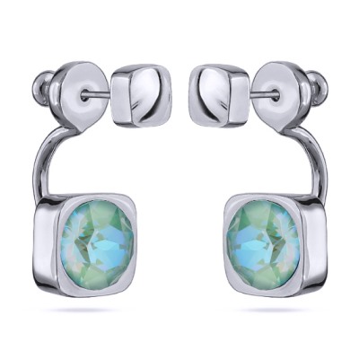 Серьги Теннис (кристаллы SW мята 8мм; покрытие родий), Есть комплект