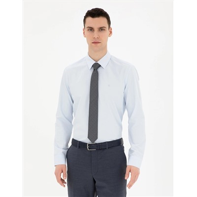 Açık Mavi Slim Fit Uzun Kollu Basic Gömlek