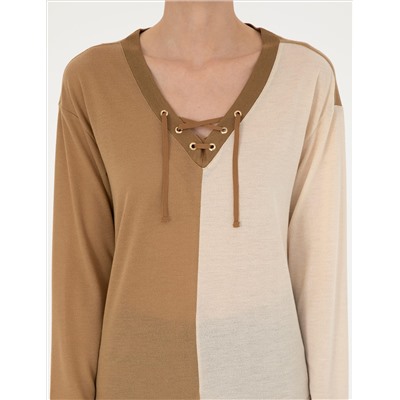 Bej Comfort Fit Örme Bluz