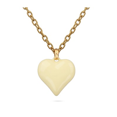 Кулон Сердцебиение (2, 5см, эмаль сливочное масло; покрытие золото) 95см, Есть комплект