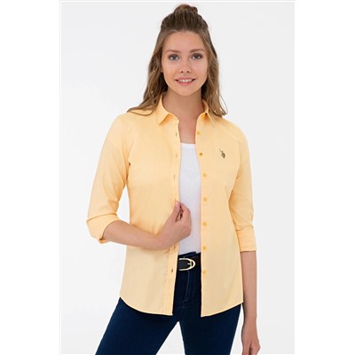 Kadın Sarı Uzun Kollu Basic Gömlek