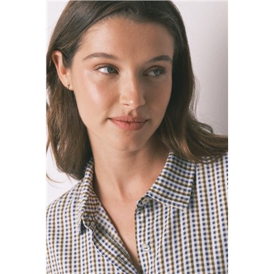 Pijama largo camisero cuadros y topos