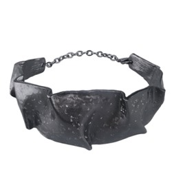 Браслет мятый металл (покрытие черный родий), Есть комплект