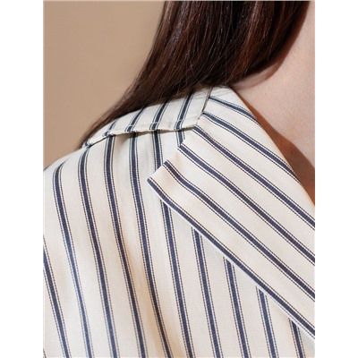 Блузка в полоску с цельнокроеным коротким рукавом из легкого хлопкового поплина