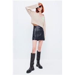 Minifalda de piel Negro