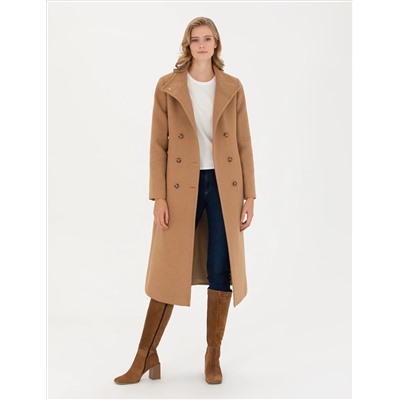 Bej Slim Fit Kaşe Kaban