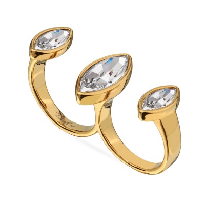 Кольцо Эйва (кристаллы SW белые; покрытие золото), Есть комплект
