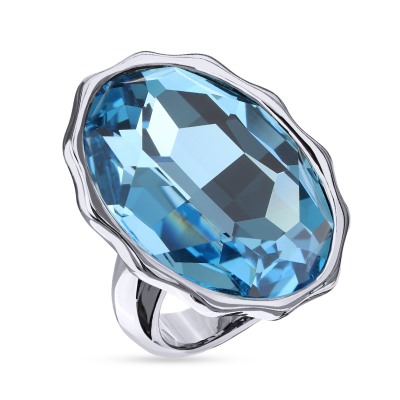 Кольцо Сияние (кристаллы SW аквамарин; покрытие родий), Есть комплект