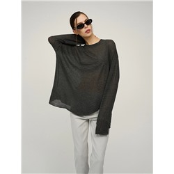 Серый джемпер с разрезом вязаный