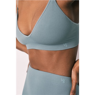 Top triangular canalé sin costuras azul