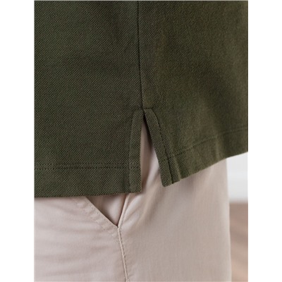 Футболка поло с плетеным воротником на пуговицах из эластичного хлопка