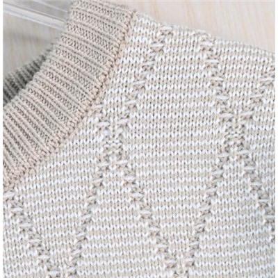 Женский хлопковый ромбовидный свитер с круглым вырезом