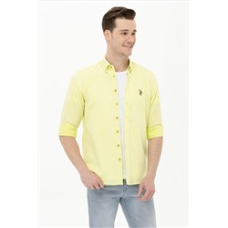 Erkek Neon Sarı Uzun Kollu Basic Gömlek