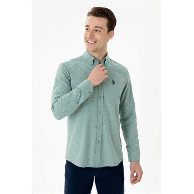 Erkek Mint Uzun Kollu Basic Gömlek