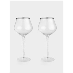 Бокал для вина, 580 мл, 2 шт, стекло, с серебристым кантом, Rhapsody