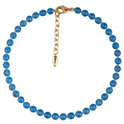 Колье Селена (агат 8мм васильковый; покрытие золото) 40-45см