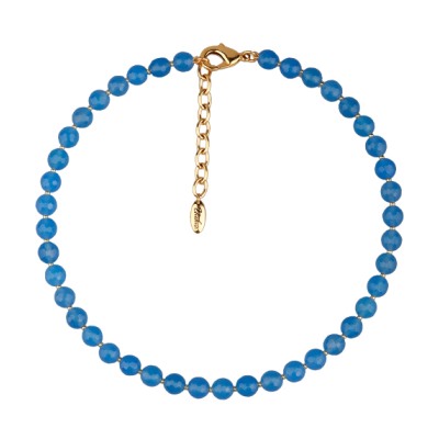 Колье Селена (агат 8мм васильковый; покрытие золото) 40-45см