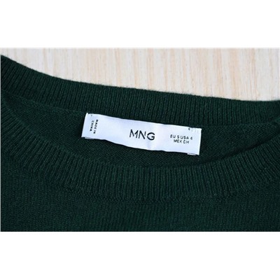 Трикотажное платье с круглым вырезом и длинными рукавами  МАНГ*О