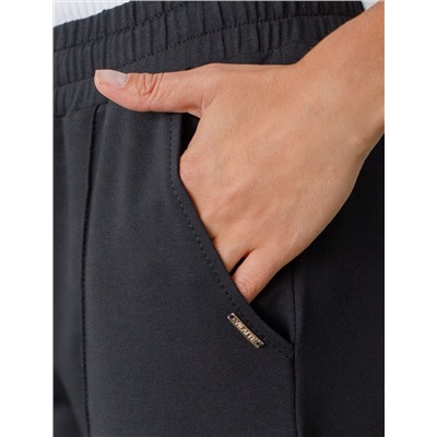 Прямые трикотажные брюки на резинке из футера двухнитки эластичные