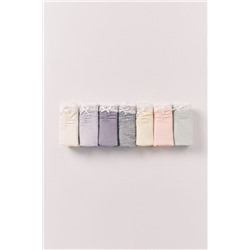 Pack 7 bragas clásicas algodón lisas encaje