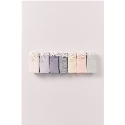 Pack 7 bragas clásicas algodón lisas encaje