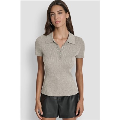 POLO RIB SWEATER WITH LUREX